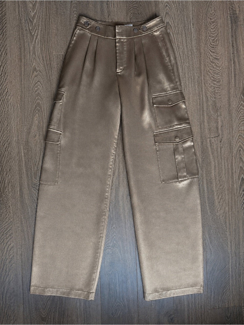 A New Day Champagne Satin Slack pants with Cargo Pockets  size 4